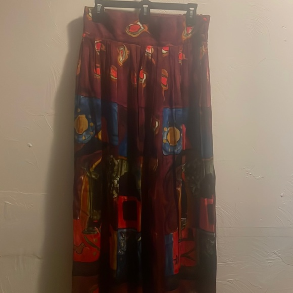 Dorothy Schoelen‎ PLATINUM VTG Abstract Maxi Skirt Size 14 Grandma
